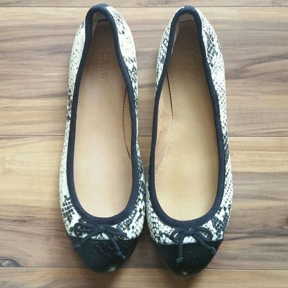 J.Crew Factory Coco Snake Print Flats Size 7.5 - Picture 2 of 8